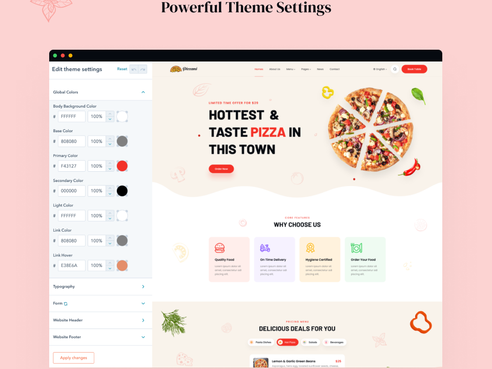 Powerful Theme Settings